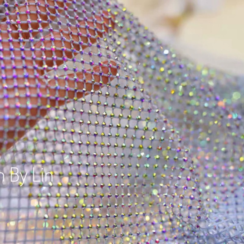 Mistlace Stretch Rhinestone Fi - Crystal Mesh Fabric 评论和价格